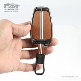 Zinc Alloy Metal Soft Silicon Key Case for Tata Altroz | Punch | Tiago | Bolt | Harrier | Tigor | Gravitas | Nexon | New Safari 4 Button Smart Key - TAN COLOR