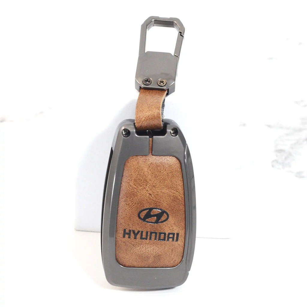 Metal Leather Key Case for Hyundai New Venue | New i20 | Verna 2020-21 | Old Verna Flip Key