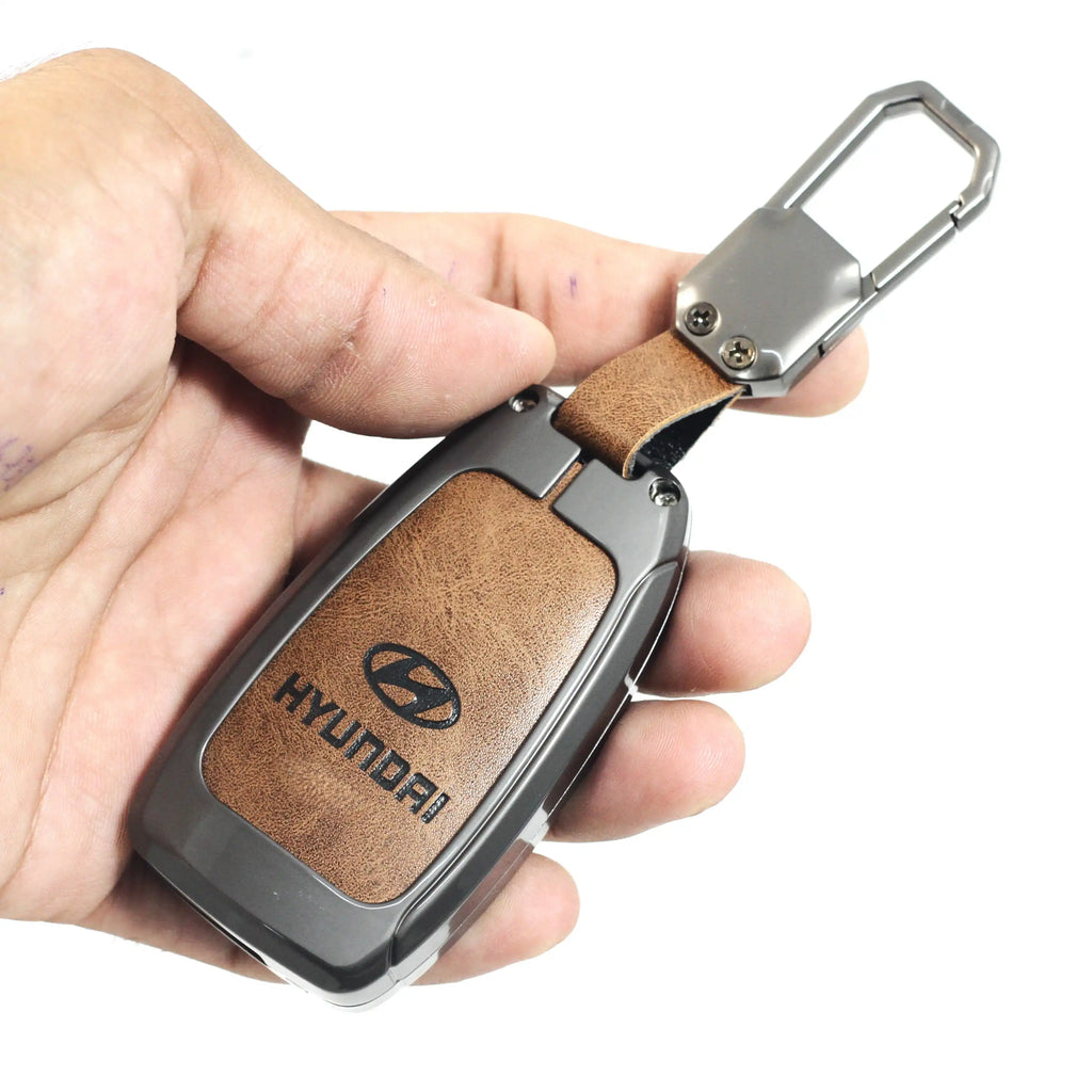 Metal Leather Key Case for Hyundai New Venue | New i20 | Verna 2020-21 | Old Verna Flip Key