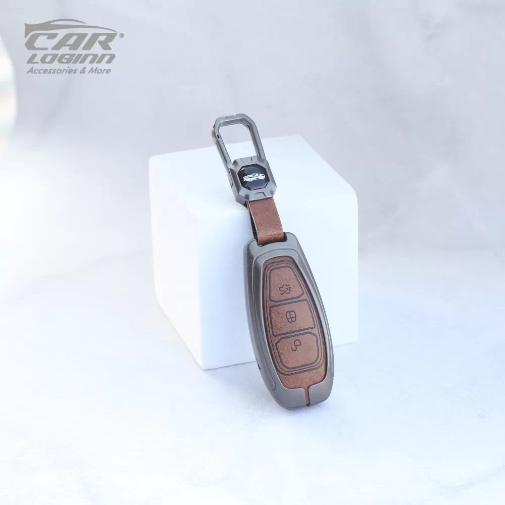 Metal Leather Keycover for Ford Figo | Aspire | Eco-sport | Endeavour | Freestyle