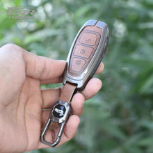Load image into Gallery viewer, Metal Leather Keycover for Ford Figo Aspire | Ecosport | Endeavour | Freestyle - 3 Button