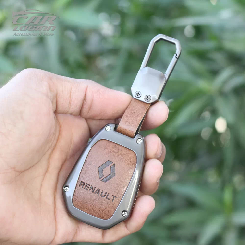 Metal Leather Key Cover Fit for Renault Triber | Kwid | Duster | Datsun redi-GO Flip key