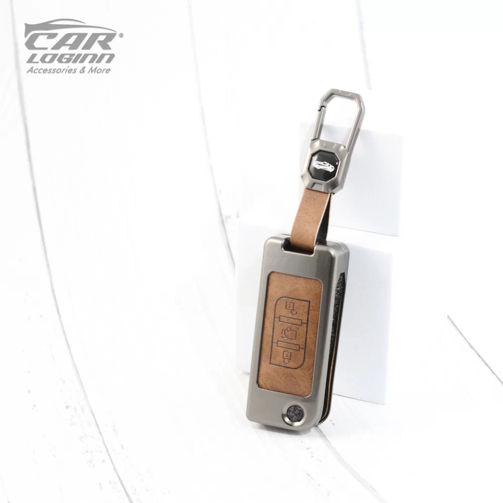Metal Leather Key Case for Mahindra XUV 500 Flip Key