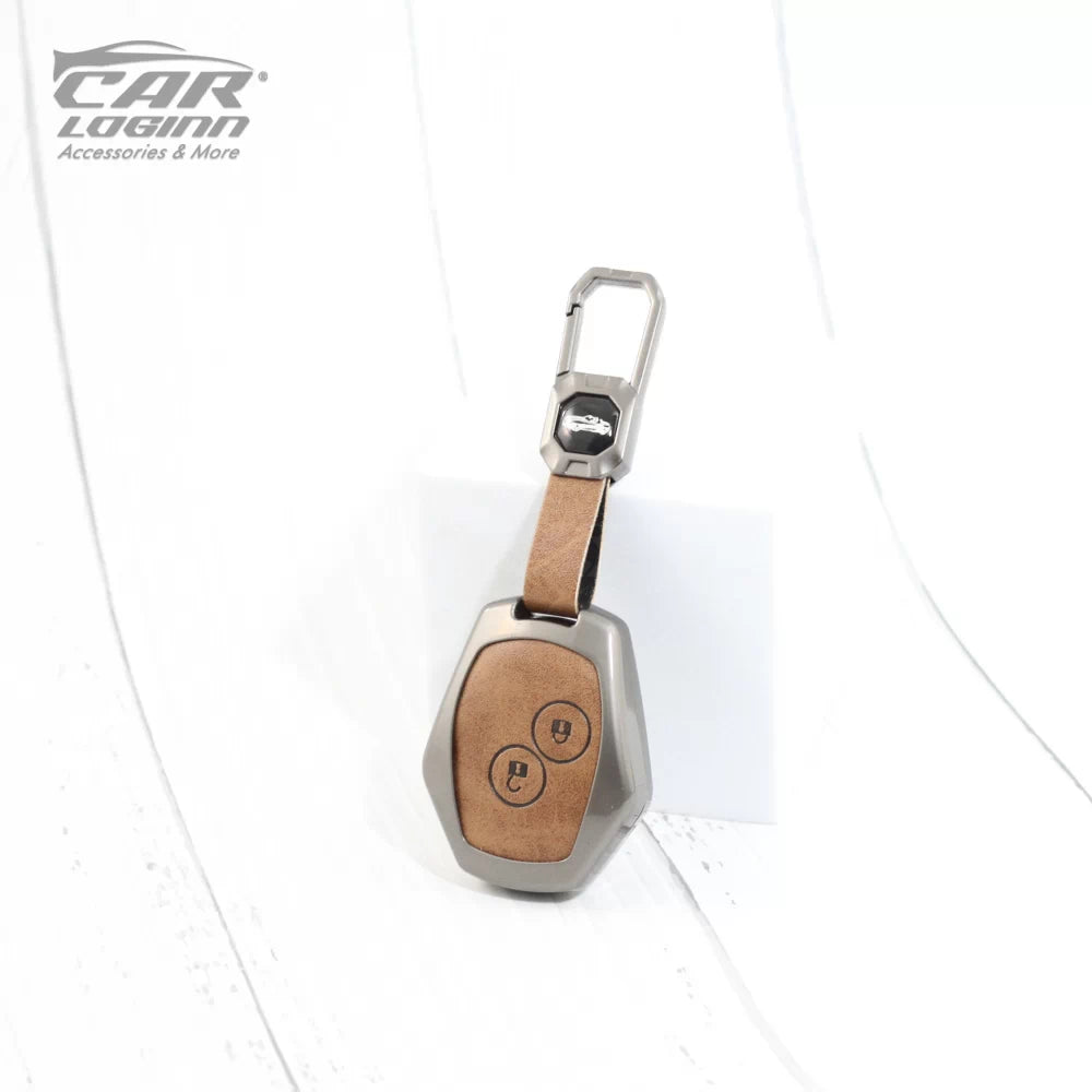 Metal Leather Key Cover Fit for Renault Duster | Nissan Terrano 2 Button Key