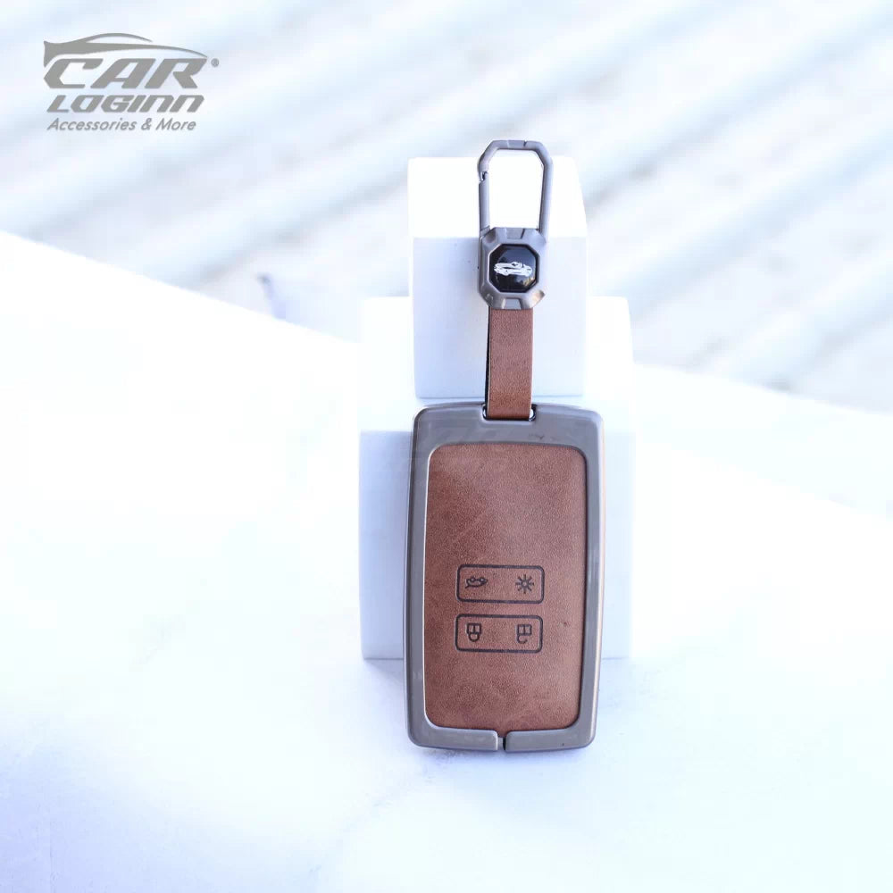 Metal Leather Car Keycover for Renault Triber | Kiger | New Kwid Smart Key