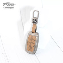 Load image into Gallery viewer, Metal Leather Car Key Case for KIA Carens | Carnival | Seltos | Sonet (4 Button)