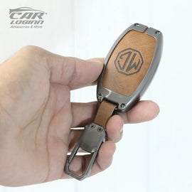 Metal Leather Car Key Case Fit for MG Gloster - 3 Button Smart Key