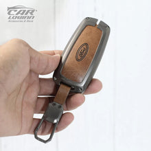 Load image into Gallery viewer, Metal Leather Key cover for Ford Aspire | Ecosport | Endeavour | Freestyle (3 Button smart Key)