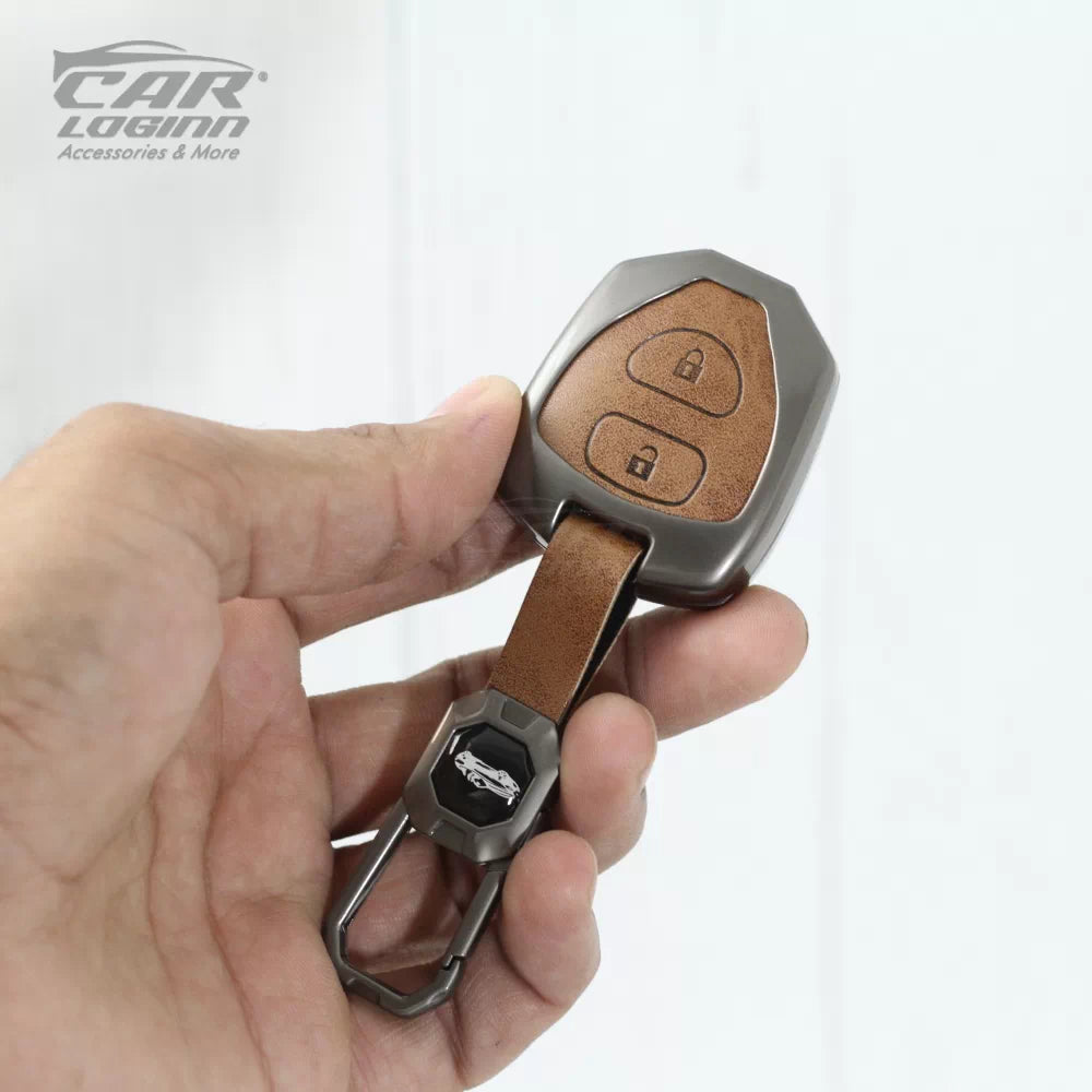 Metal Leather Key Case for Old Toyota Innova - 2 Button Key