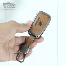 Load image into Gallery viewer, Metal Leather Key Case for Hyundai Old Verna | Old Elentra | Old i20 | Old i10 (Flip Key)