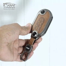 Load image into Gallery viewer, Metal Leather Key Cover Fit for MG Comet EV Electric 3 Button Flip Key