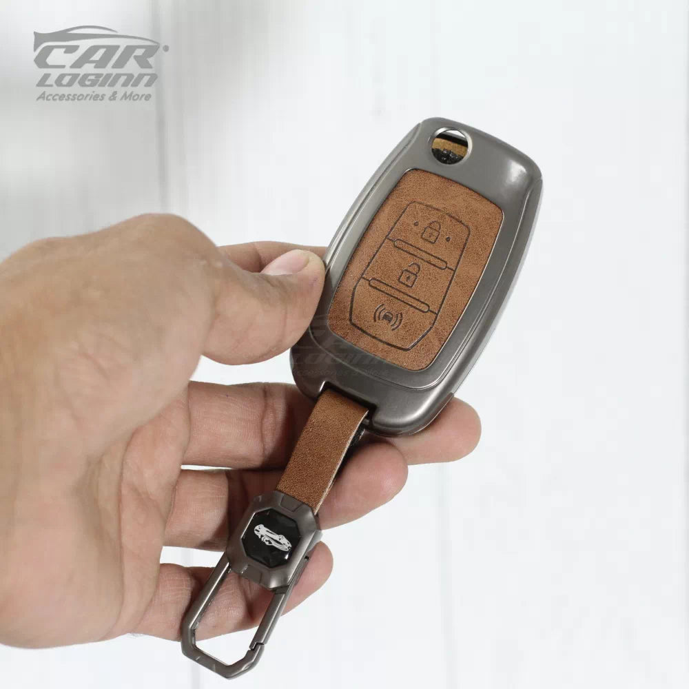 Metal Leather Key Case fit for Mahindra XUV 300 Flip Key
