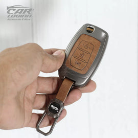 Metal Leather Key Case fit for Mahindra XUV 300 Flip Key