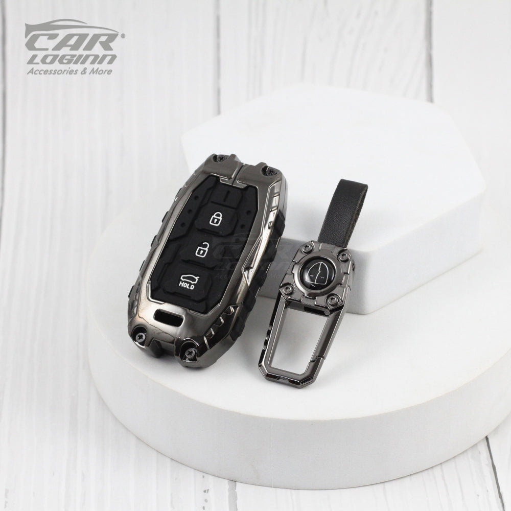Metal Black Soft Silicon KeyCase for Hyundai Elentra | Old Verna | Old i20 Push Button start Key