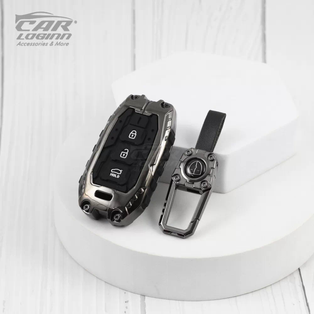 Metal Black Soft Silicon KeyCase for Hyundai Elentra | Old Verna | Old i20 Push Button start Key