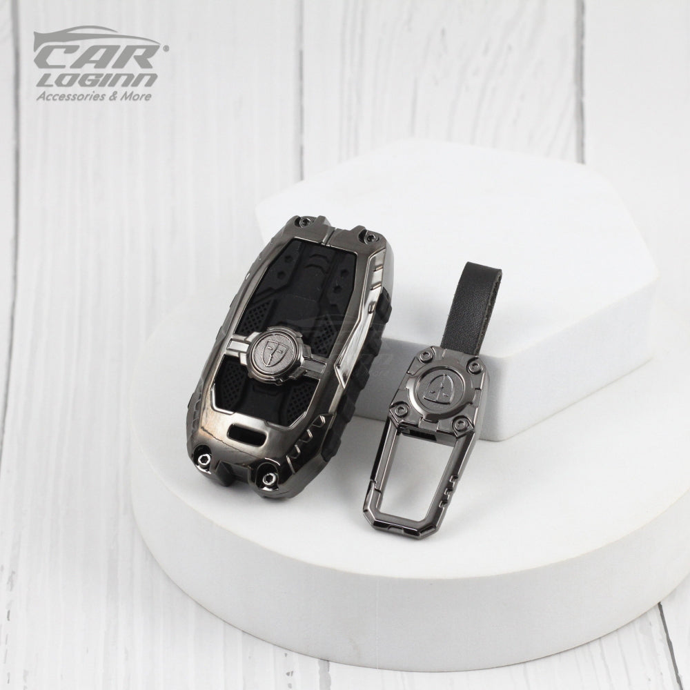 Metal Black Soft Silicon KeyCase for Hyundai Elentra | Old Verna | Old i20 Push Button start Key