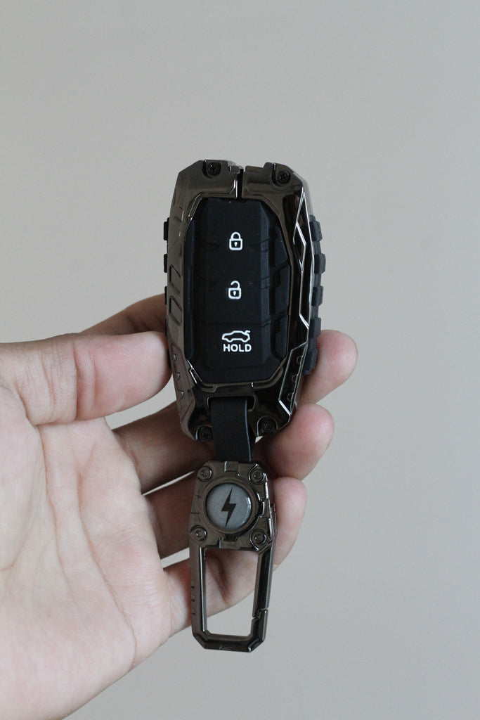 Premium Metal Black Transformer Series Soft Silicon Key Cover for Hyundai 3 Button Smart Key