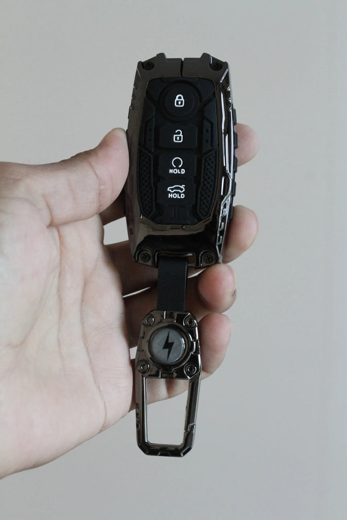 Premium Metal Black Transformer Series Soft Silicon Key Cover for KIA Carens | Carnival | Seltos | Sonet Smart Key