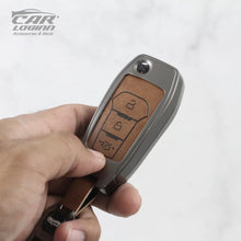 Load image into Gallery viewer, Metal Leather Key cover for Ford Ecosport | Endeavor | Freestyle | Aspire | Figo | New Fiesta