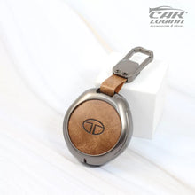 Load image into Gallery viewer, Metal Leather Car Key Cover for New Tata Harrier EV - 4 Button smartkey