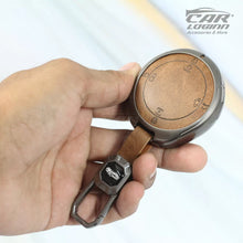 Load image into Gallery viewer, Metal Leather Car Key Cover for New Tata Harrier EV - 4 Button smartkey