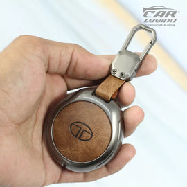 Metal Leather Car Key Cover for New Tata Harrier EV - 8 Button smartkey