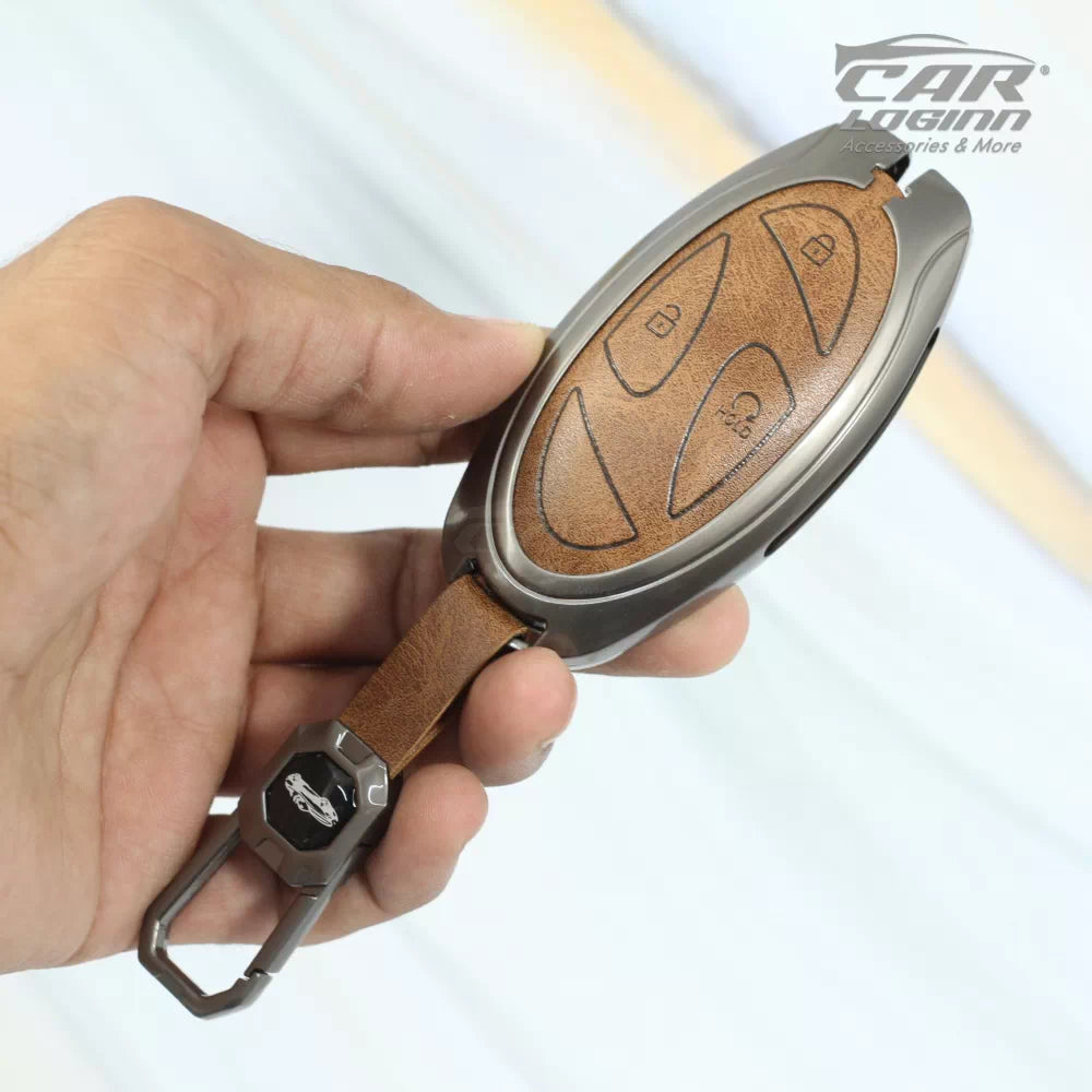 Metal Leather Car Key case for Hyundai New Venue facelift