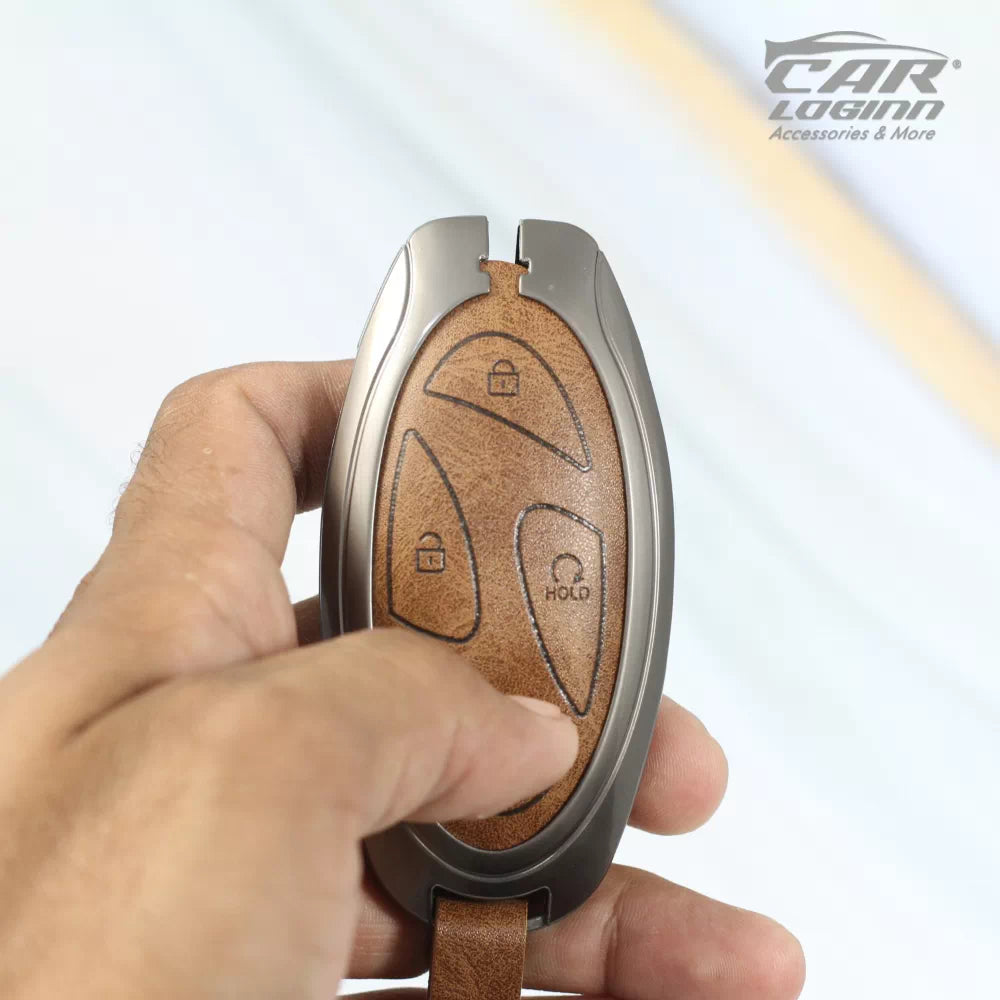 Metal Leather Car Key case for Hyundai New Venue facelift