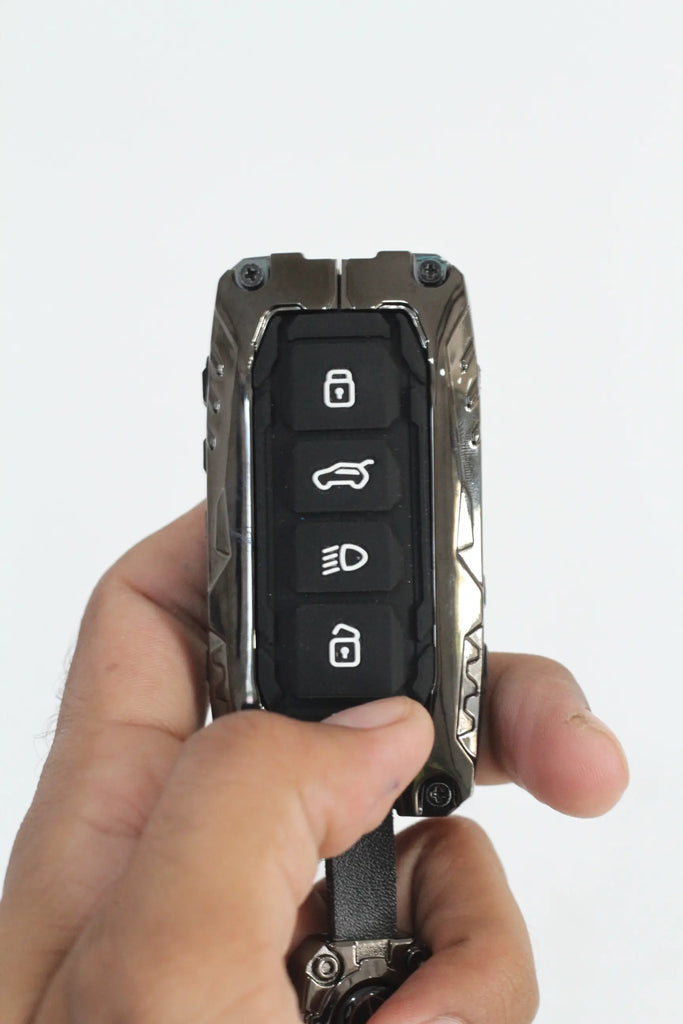 Metal Black Transformer Series Soft Silicon Key Cover for Tata Curve | New Harrier 4 Button Smart Key