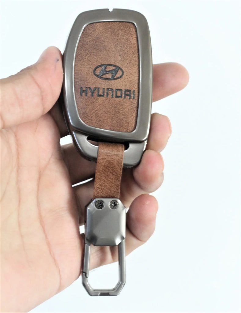 Metal Leather Car Keycover for Hyundai Creta SX | Venue SX Smart Key (4 Button Smart Key) (Copy)