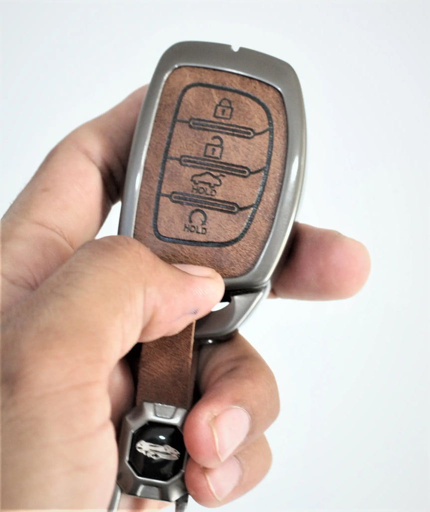 Metal Leather Car Keycover for Hyundai Creta SX | Venue SX Smart Key (4 Button Smart Key) (Copy)