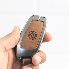 Load image into Gallery viewer, Metal Leather Car Key Cover Fit for MG Astor | MG ZS EV Smart Key
