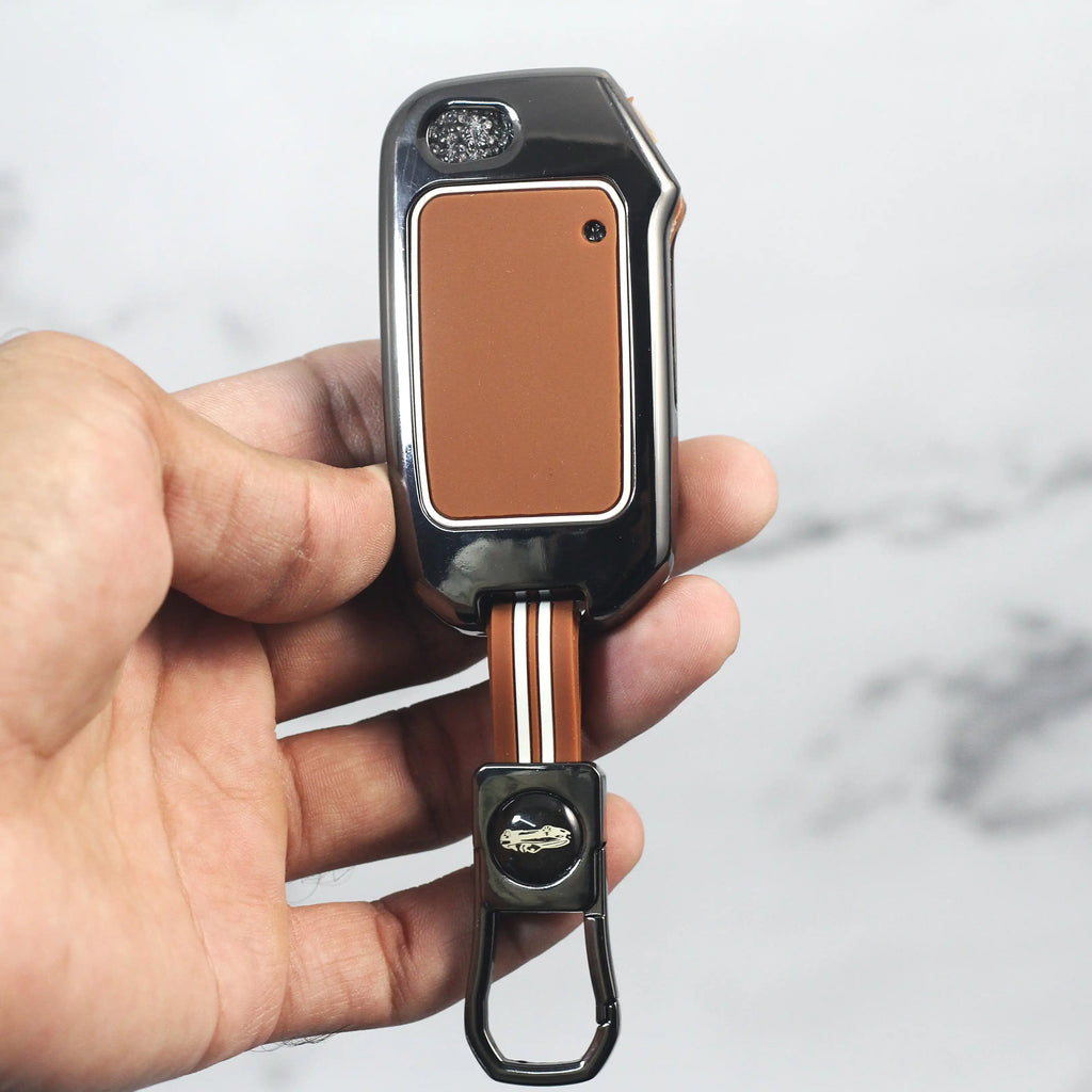 Metal Zic Soft Silicon Key Case for New Kia Seltos Facelift | Carens | Clavis | New Sonet Facelift - 3 Button Flip Key