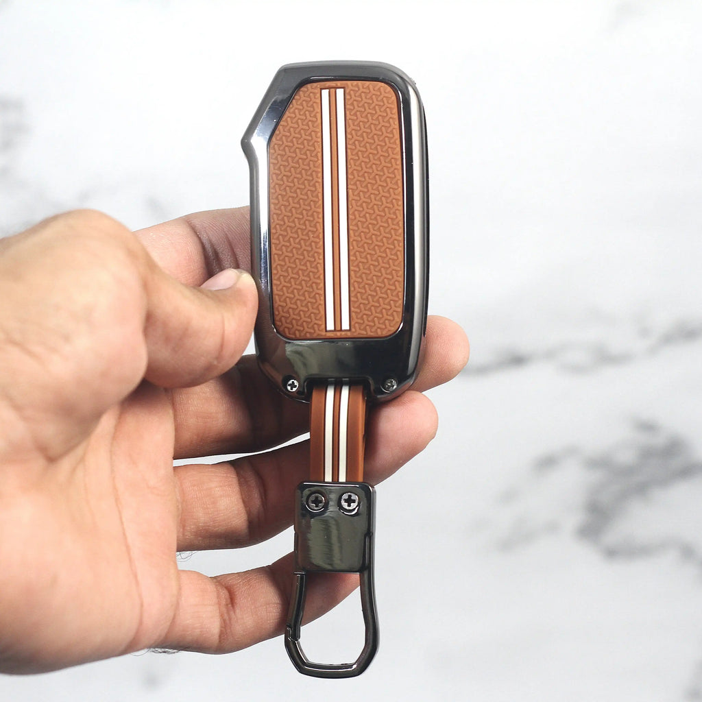 Metal Zic Soft Silicon Key Case for New Kia Seltos Facelift | Carens | Clavis | New Sonet Facelift - 3 Button Flip Key