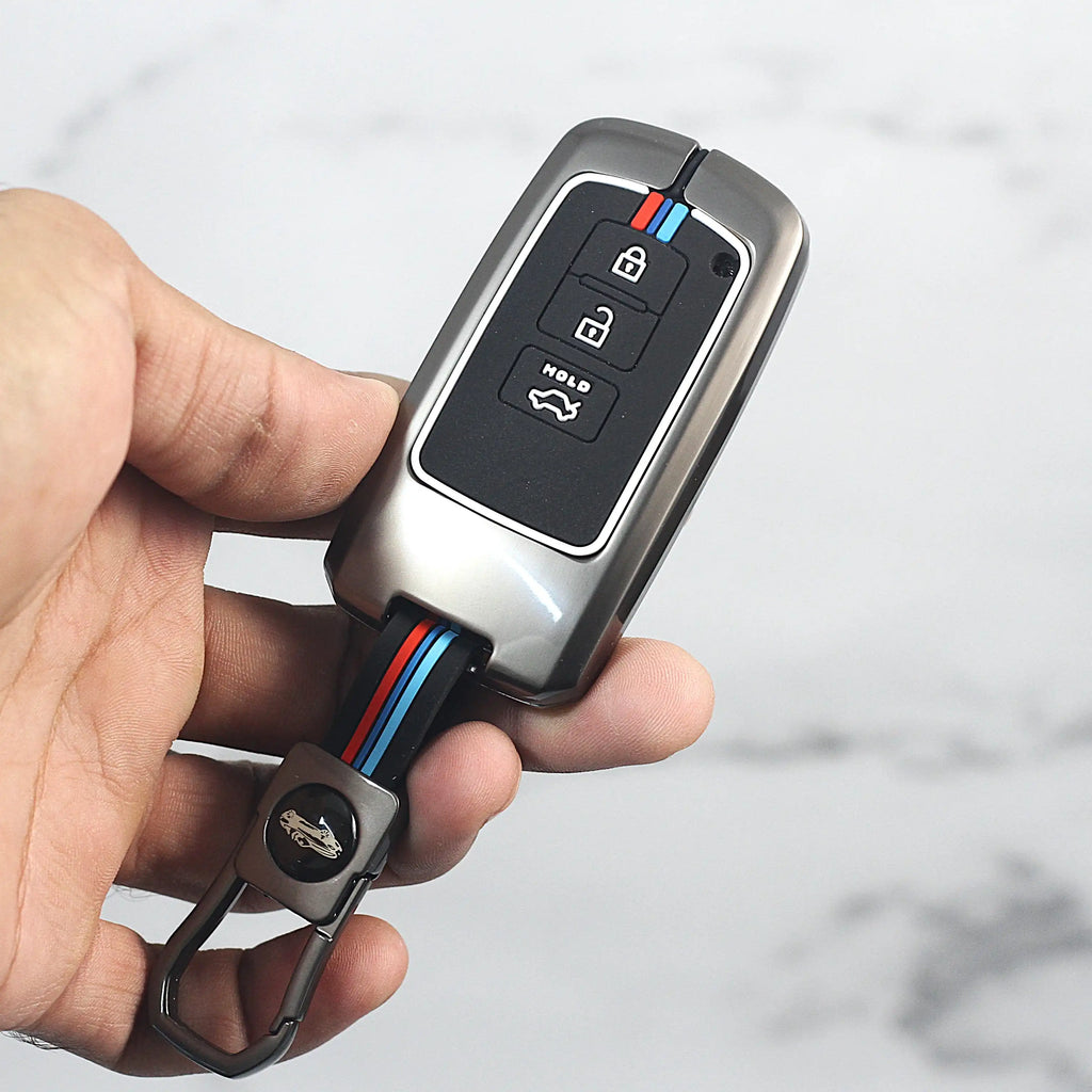 Metal Silicon Car Key Cover Fit for Toyota Corolla Altis - 3 Button Smart Key