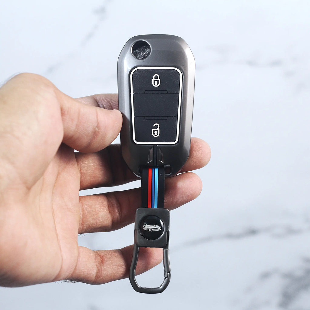 Metal Car Key Cover Competible for Citroen C3 | Basalt | Aircross - 2 Button Flip Key