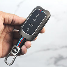Load image into Gallery viewer, Metal Silicon Car Key Cover for Tata Curvv | Curvv EV Electric | Sierra | Safari | Harrier - 4 Button Smart Key
