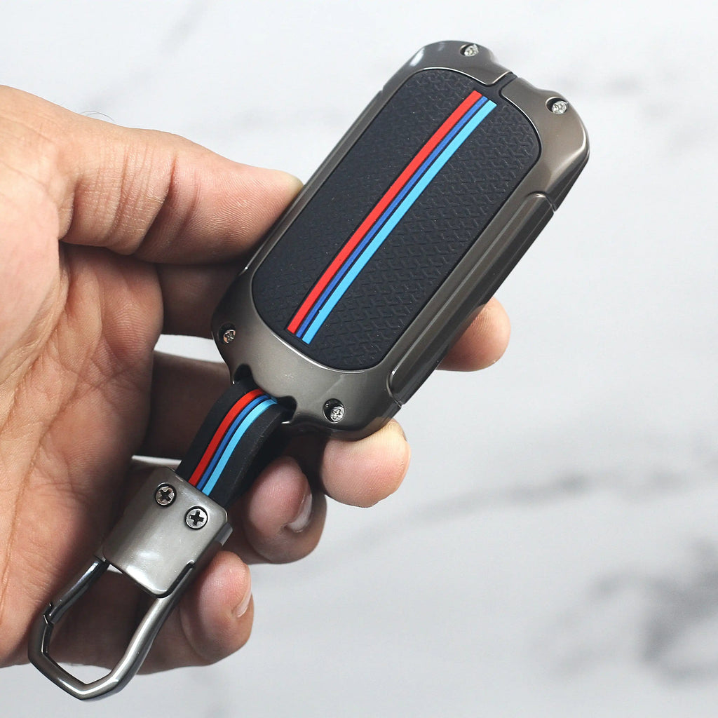 Metal Silicon Car Key Cover for Tata Curvv | Curvv EV Electric | Sierra | Safari | Harrier - 4 Button Smart Key