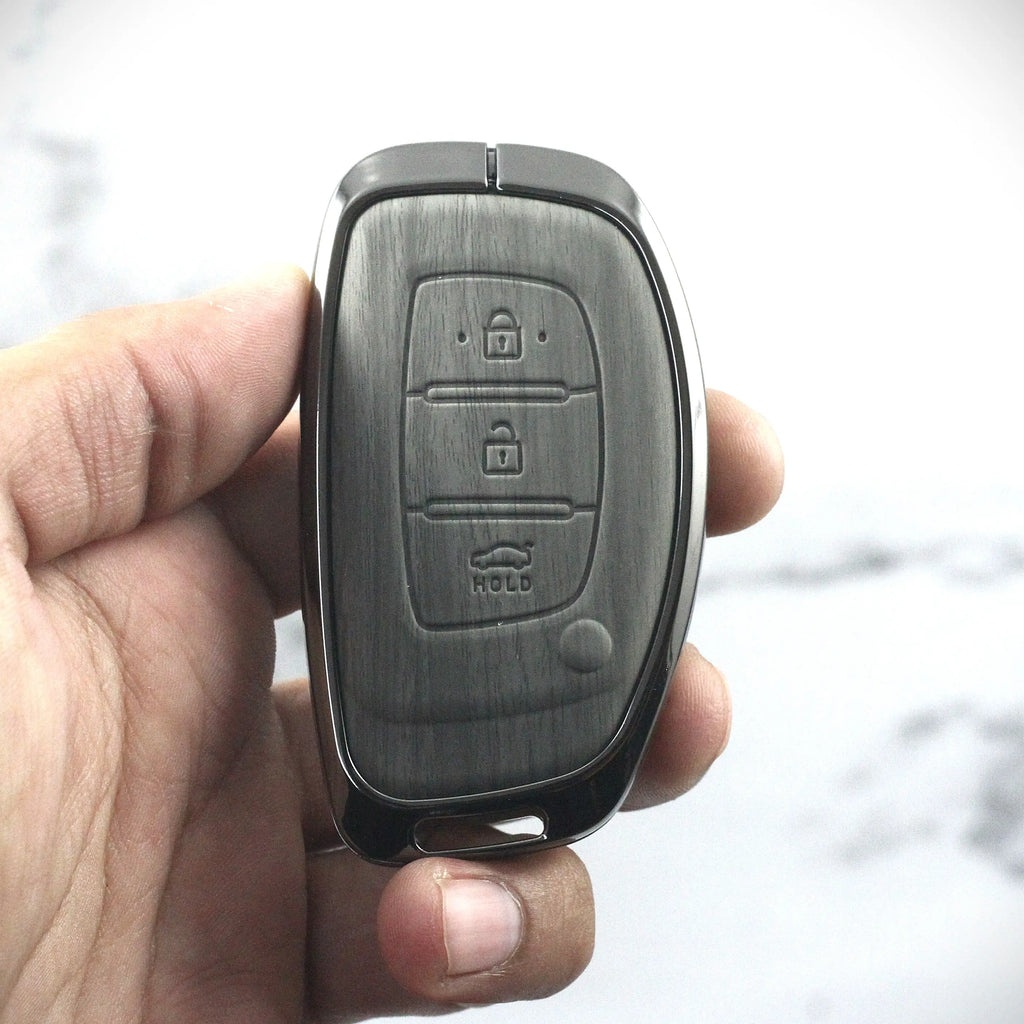 Lightest Grey Metal 3D Car keyCover for Hyundai Xcent | Exter | Creta | Venue | i20 | Aura | i10 Grand | Nios