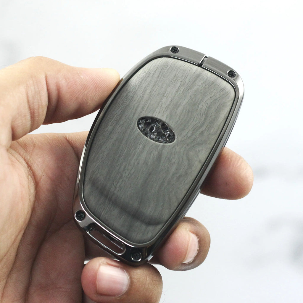 Lightest Grey Metal 3D Car keyCover for Hyundai Xcent | Exter | Creta | Venue | i20 | Aura | i10 Grand | Nios