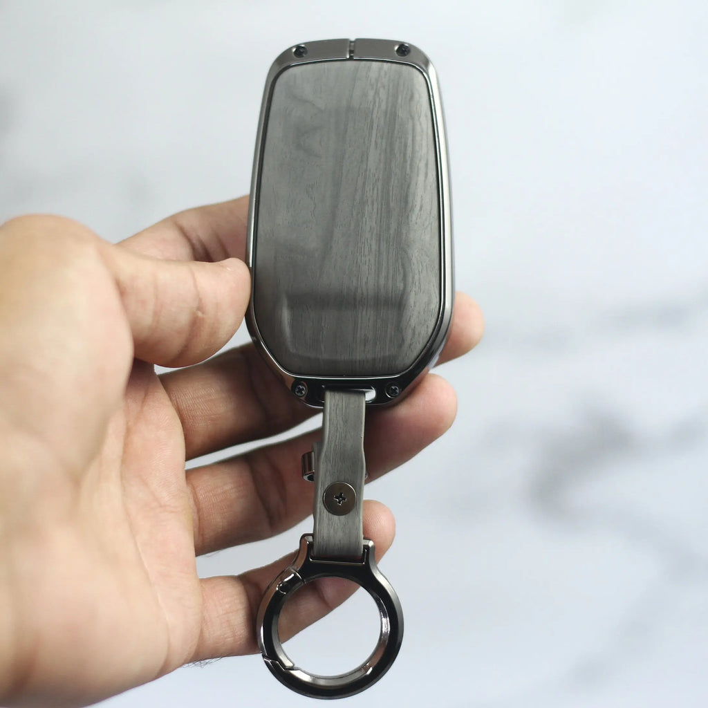 Lightest Grey Metal 3D Car keyCover for Toyota Innova Hycross | Legender | Fortuner | Innova Crysta (3 Button)