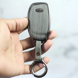 Lightest Grey Metal 3D Car keyCover for Hyundai Xcent | Exter | Creta | Venue | i20 | Aura | i10 Grand | Nios - Flip Key