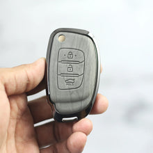 Load image into Gallery viewer, Lightest Grey Metal 3D Car keyCover for Hyundai Xcent | Exter | Creta | Venue | i20 | Aura | i10 Grand | Nios - Flip Key