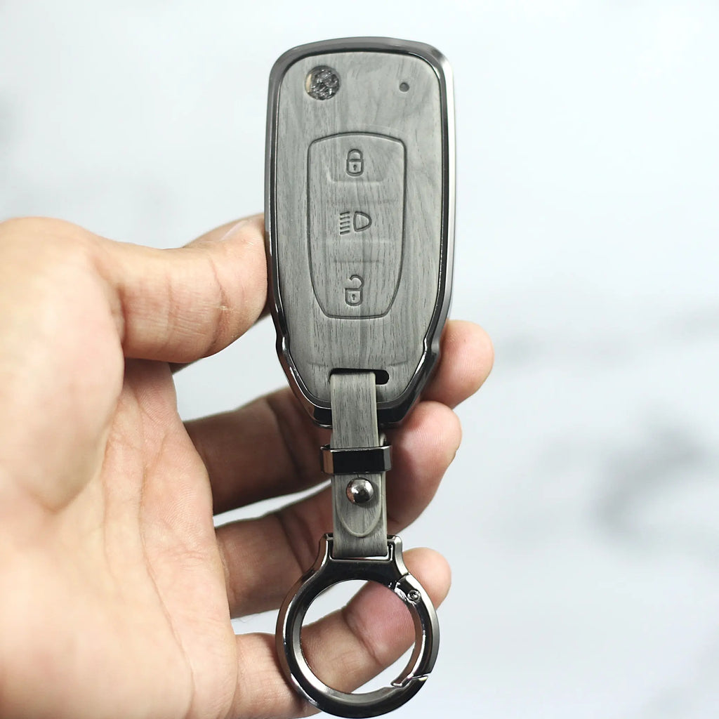 Lightest Grey Metal 3D Car keyCover for Tata Harrier | Punch | Tigor | Bolt | Nexon | Hexa | Zest | Tiago