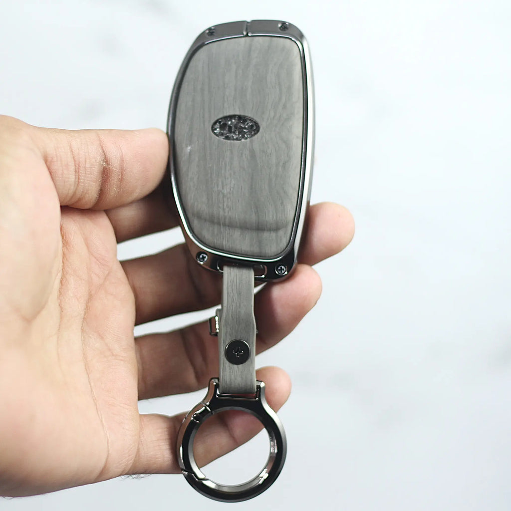 Lightest Grey Metal 3D Car keyCover for Hyundai Xcent | Exter | Creta | Venue | i20 | Aura | i10 Grand | Nios