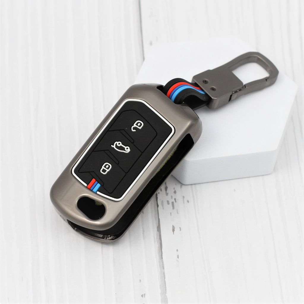 Metal Silicon Alloy Car Key case for Mahindra 3 Button Flip/Smart Key