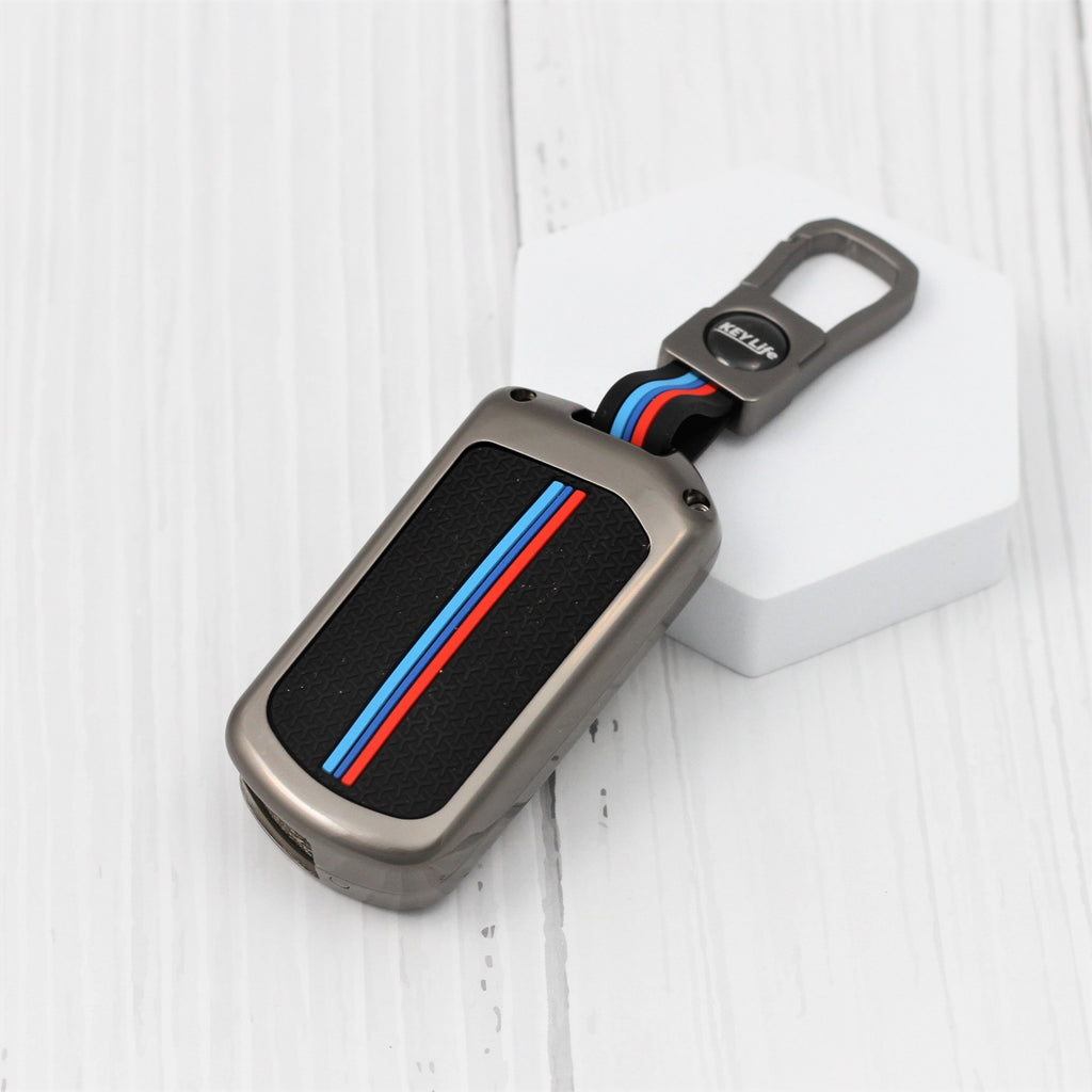 Metal Silicon Alloy Car Key case for Mahindra 3 Button Flip/Smart Key