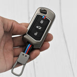 Metal Silicon Alloy Car Key case for Mahindra 3 Button Flip/Smart Key