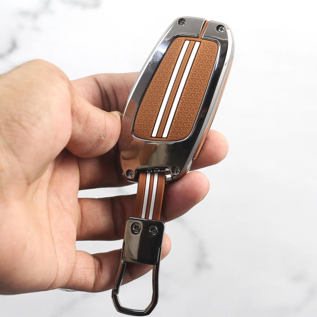Metal Zinc Soft Silicon Key Case for MG Astor | MG ZS EV - 3 Button Smart Key