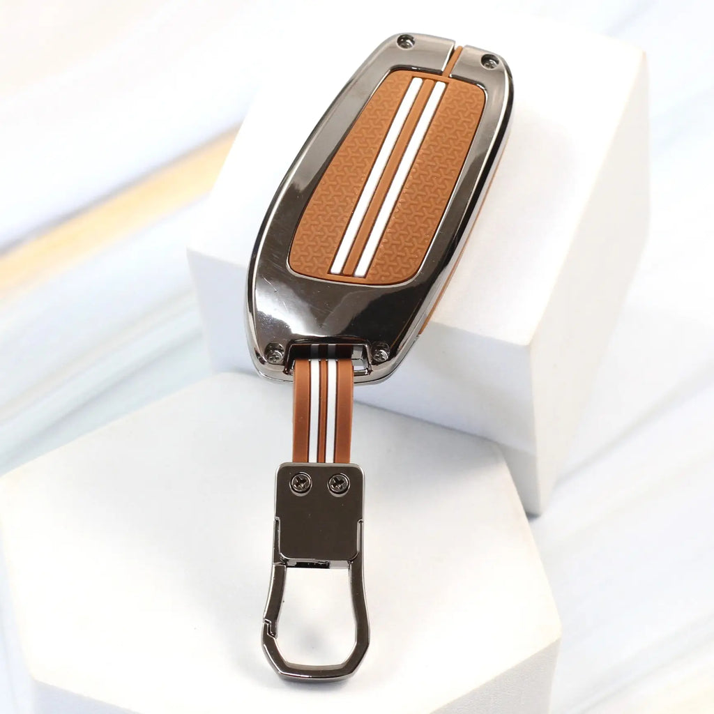 Metal Zinc Soft Silicon Key Case for MG Astor | MG ZS EV - 3 Button Smart Key